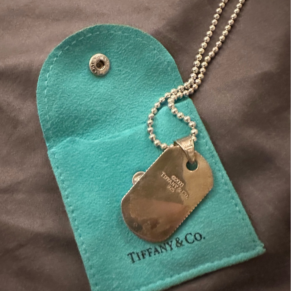 Tiffany & Co. Silver Dog Tag w/ Tiffany Pouch